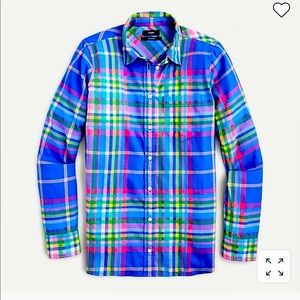 J. Crew Classic Fit Boy Shirt in Multi Sapphire Blue Size 0